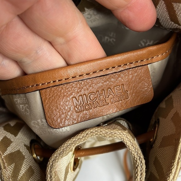 Michael Kors Tan Canvas Logo Crossbody Bag - Picture 8 of 13